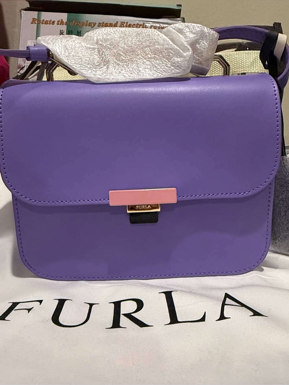Furla Elisir small crossbody satchel in lilac smooth leather NWT made in Italy - Picture 4 of 16